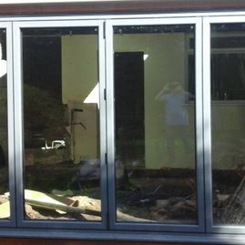 Bi-folding doors installed by our team on a new extension 