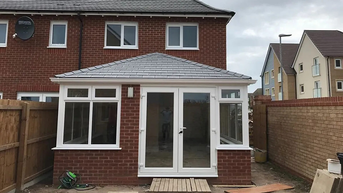 Patio doors installed on a new extension 