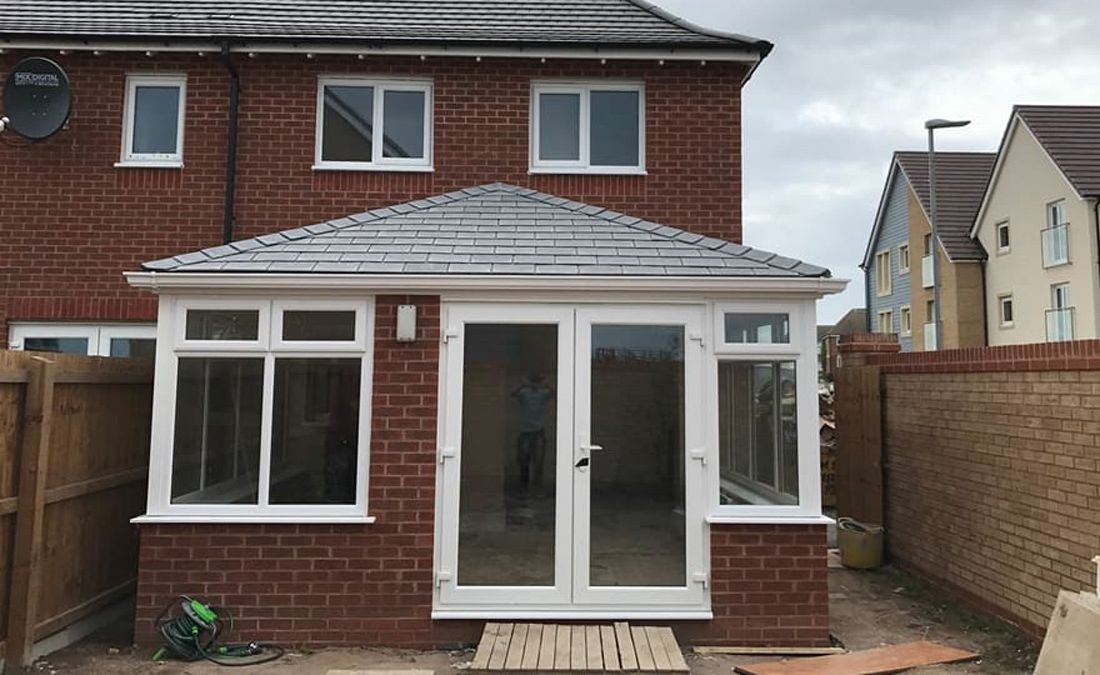 Patio doors installed on a new extension 