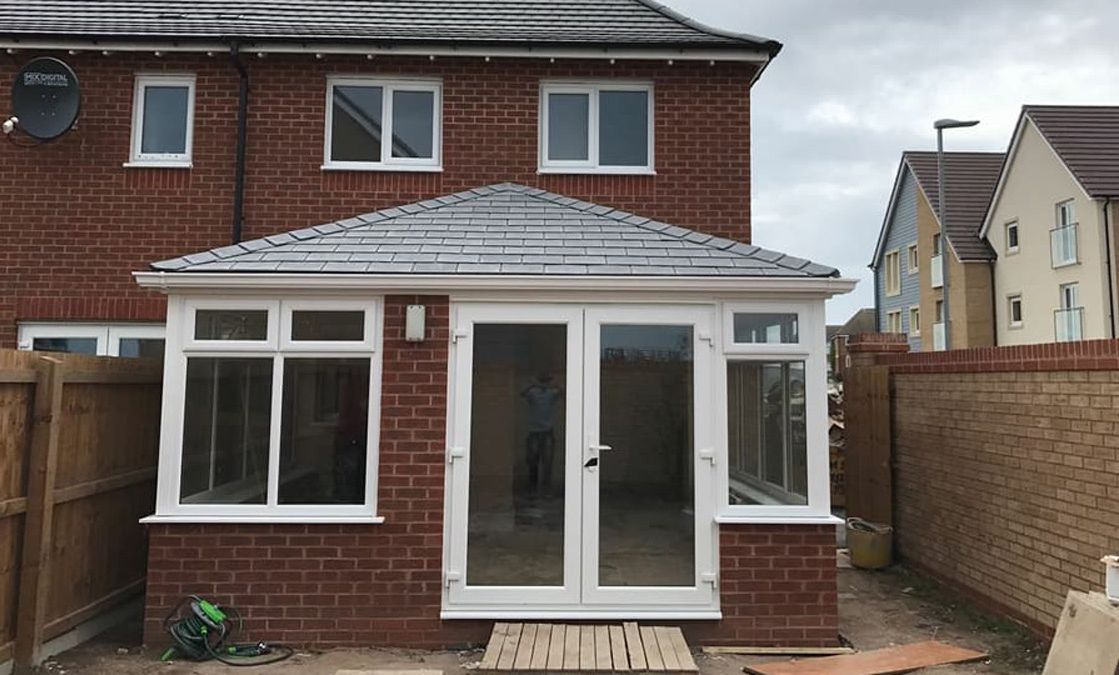 Patio doors installed on a new extension 